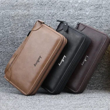 Baellerry Men Wallets Large Capacity Name Engraving High Quality Card Holder Male Purse Zipper Wallet For Men 5