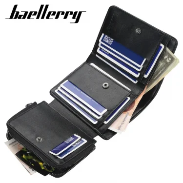 New Leather Men Wallets High Quality Zipper Short Desigh Card Holder Male Purse Vintage Coin Holder Men Wallets 1