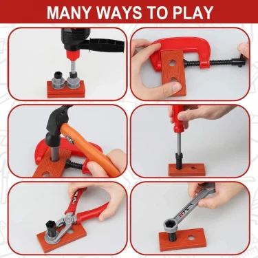 Children's Tool Set with Electric Toy Drill Kids Power Construction Toy Pretend Play Toy Tools Kit for Toddler Boys Girls Child 5