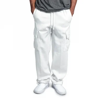 Men Cargo Jogger Pants Autumn Winter Fleece Sweatpants Loose Trousers Multi Pocket Overalls Hip Hop Streetwear Cargo Long Pants 2