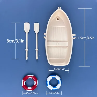 Water toy Boat, bath toy, Float boat, 2 mini swimming circle toys and fishing toys, children's wooden boat, fishing boat 4