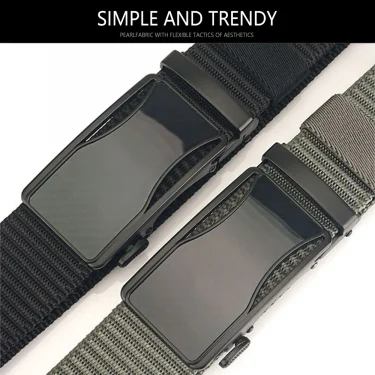 TUSHI Luxury Metal Automatic Buckle Canvas Belts For Men Tough Nylon Webbing Waistband Outdoor Jeans Pants Tactical Belt Hiking 4