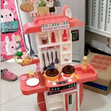 95cm Children's Home Cooking Simulator Kitchen Set Kitchen Girls Cooking Spray Dining Table Toys Christmas Gifts 3