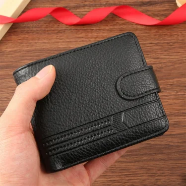 New Men Short Bifold PU Leather Male Hasp Wallet Credit ID Card Holder Men's Wallet Billfold Purse Clutch Men's Purses Money Bag 3