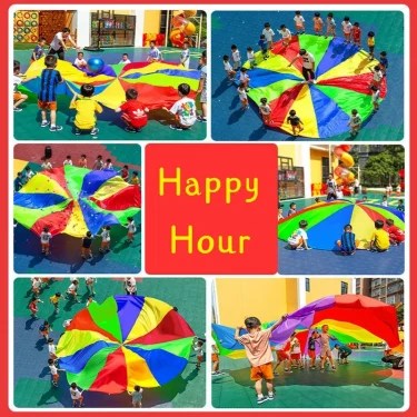 2M/4M Diameter Kids Outdoor Teamwork Game Prop Rainbow Parachute Toys Jump Bag Bounce Play Mat School Activity Puzzle Game 2