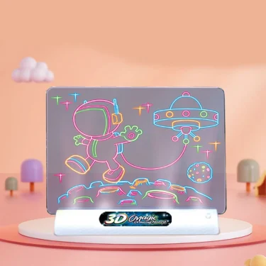 3D Magic Drawing Pad LED Light Colorful Space Ocean Dinosaur Painting Board Kids Educational Toys Grow Playmates Creative Gift 2
