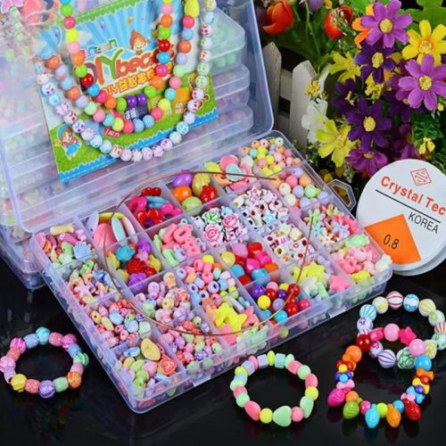 Girls DIY Bead Set Jewelry Making Kit for Kids Girl Pearl Beads for Bracelets Rings Necklaces Creativity Kits Art Craft