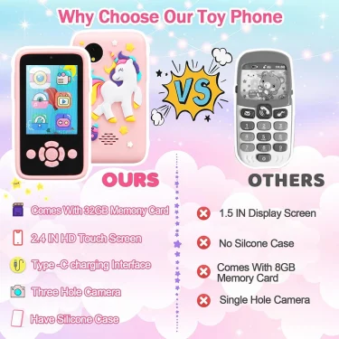 Children Phone Camera Toys Mp3 Music Player Puzzle Games Tooddler Leaning Toys for Girls Boys Age 3-10 Birthday Gifts With 32G 6