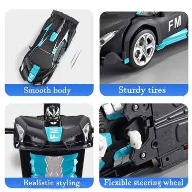 2IN1 Electric RC Car Transformation Robots One-key Deformation Car Outdoor Remote Control Sports Car Model Children Boys Toys 3