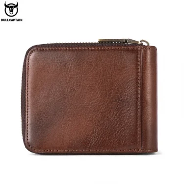 Men's Genuine Leather Wallet Business Casual RFID Antimagnetic Coin Card Holder Multifunctional Zipper Cash Clip 6