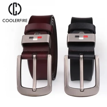 COOLERFIRE New Men genuine leather belts high quality vintage style male strap classic jeans leather belts for men 051 2