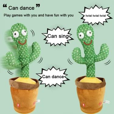 Dancing Talking Cactus Toys Singing Mimicking Recording Repeating What You Say Glow Stuffed Toy For Baby Boys Girl With clothing 3