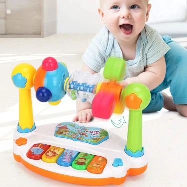 Baby Piano Toys Kids Rotating Music Piano Keyboard with Light Sound, Musical Toys for Toddlers,Early Educational Music Toy Gifts 1