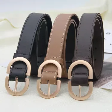 100cm Female Fashion Belt Simple Metal Buckle Belt for Women Black Suit Jeans Clothing Accessories 2