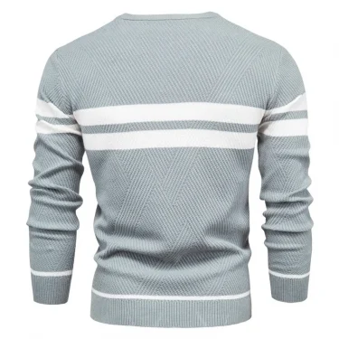 Men's O-neck Patchwork Long Sleeve Sweater, Warm Slim Sweaters, Casual Fashion, Autumn Clothing, New 2