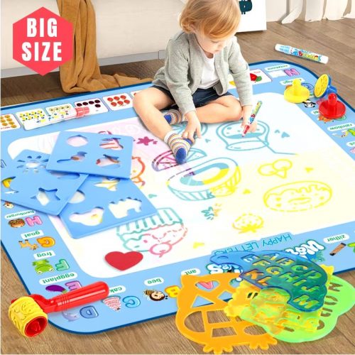 100x80CM Magic Water Drawing Mat Coloring Doodle With Reusable Magic Pens Montessori Painting Board Educational Toys Kids Gifts