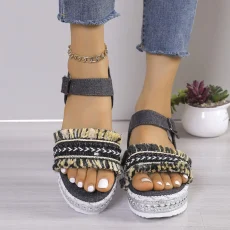 2024 Summer New Platform Sandals  Buckle Flat Roman Sandals Comfortable Women's Sandals 6