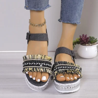 2024 Summer New Platform Sandals  Buckle Flat Roman Sandals Comfortable Women's Sandals 6