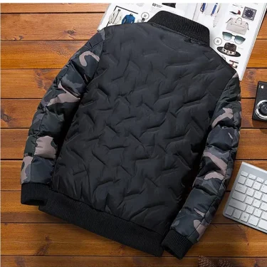 Men Winter Baseball Jacket Camouflage Patchwork Cotton Coats Slim Fit College Warm Jackets Men's Stand Collar Outwear Coat 4