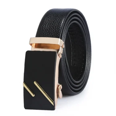 Man PU Leather Belt High Quality Men Business Belt Golden Automatic Buckle Waist Buckle Rhinestone Decoration Males Luxury Belt 3
