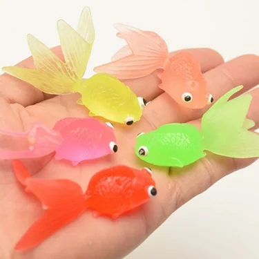 10pcs Rubber Simulation Small Goldfish Gold Fish Kids Decoration Bath Toy 2