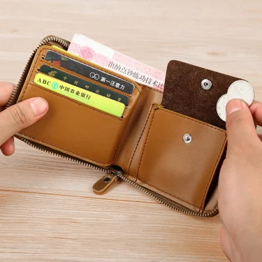 Leather Men’s Wallet Luxury Mens Purse Male Zipper Card Holders with Coin Pocket Rfid Wallets Gifts for Men Money Bag 3