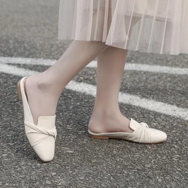 Luxury Woman Mules Summer Close Toe Women Slippers Bowtie Lazy Slides Flat Heel Girl Slippers Korean Outdoor Flip Flops 5