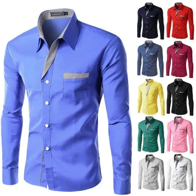 Hot Sale New Fashion Camisa Masculina Long Sleeve Shirt Men Slim fit Design Formal Casual Brand Male Dress Shirt Size M-4XL 1