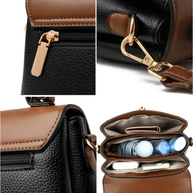 Luxury Large Capacity Multilayer Shoulder Messenger Bag High Quality Leather Handbag Women Designer Crossbody Sac Female Tote 4