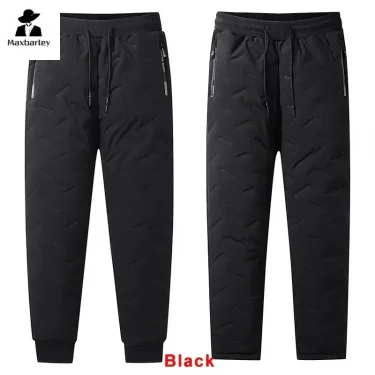 Winter Down Cotton Pants Men's Casual Waterproof Zipper Pocket Thickened Wool Warm Pants Jogger Outdoor Cold-proof Ski Pants 7XL 2