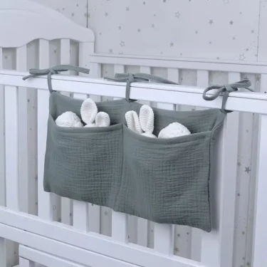 Baby bedside dual-pocket storage bag Portable diaper storage bag Newborn bedside multi-functional storage bag cute 2