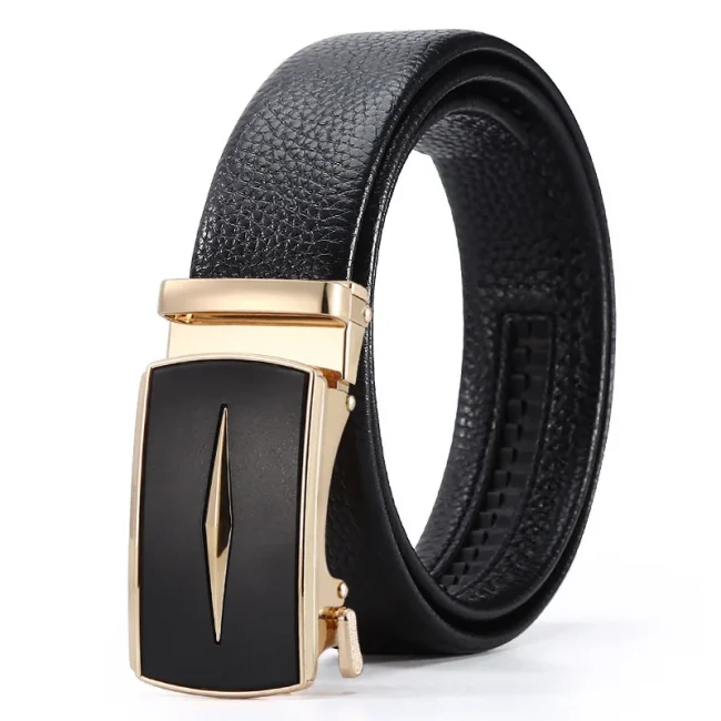 Leisure men's belt metal automatic buckle faux leather men's belt PU men's business belt 5