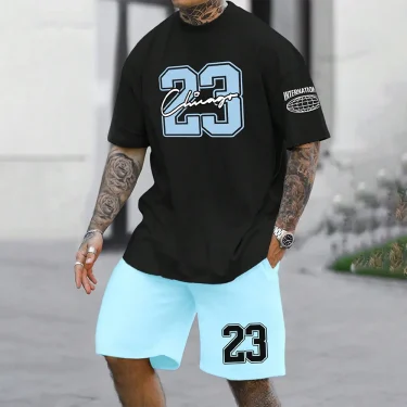 Men's T-shirt Pants Tracksuit 3D Print T Shirts Trousers Sets 2 Pieces Fashion Streetwear Male Oversized Suits Sportswea 6