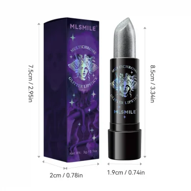 6Colors Glitter Lipstick Waterproof Long Lasting Diamond Pearlescent Metallic Lipstick Black Lipgloss Women Lips Makeup Cosmetic 6