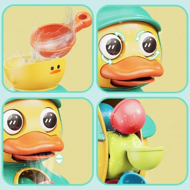 Kids Shower Bath Toys Cute Duck Bathtub Toys for Toddlers 1-4 Years Old with Rotating Water Wheels Bathroom Power Suction Water 5
