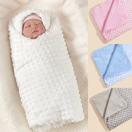 Baby Blanket Solid Color Crystal Velvet Bean Blanket Double Layer Super Soft Children Swaddle Blanket Quilt Newborn Swaddle Blan 1