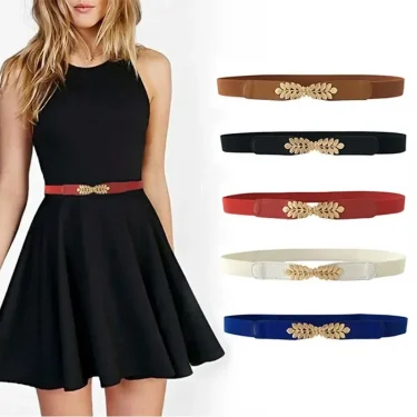 Fashion Women PU Black White Waist Band Thin Elastic Waist Belt Dress Apparel Accessories Cinturon Mujer Hot Sale 2