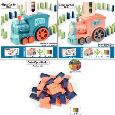 Domino Train for kids Automatic Laying Electric Car Colorful Dominoes Set Brick Blocks Kits Games Educational Toys Girl Boy Gift 6