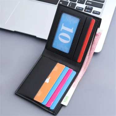 Men Short Pu Leather Wallets Vintage Thin Male Credit Card Holder Black Small Money Purses large capacity card holder Bag 2
