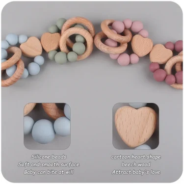 Personalized Customized Name Baby Pacifier Clips Chains Teething Bracelet Toy DIY Beech Wood Silicone Beads Dummy Nipple Holder 5