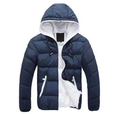 Men's Casual Jacket Cotton Parka Coat Autumn Winter Thin Hooded Cotton Padded Jacket Windproof Outdoor Travel Outwear 3