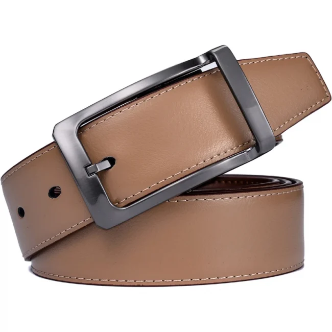 1Pcs Men's Reversible Classic Dress Belt Leather Rotating Buckle Two In One 5