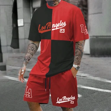 Men's T-shirt Pants Tracksuit 3D Print T Shirts Trousers Sets 2 Pieces Fashion Streetwear Male Oversized Suits Sportswea 5