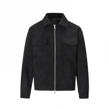 Autumn Jackets Oversize Casual Clothes High Street Pockets Laper Zipper Suede Thick Coat Mens Windbreaker Loose 4