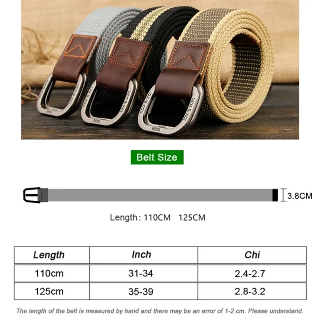 MEDYLA Belts For Men Double buckle Striped Adult Casual Men Knitted Belt Man Canvas Lengthen Strap 6