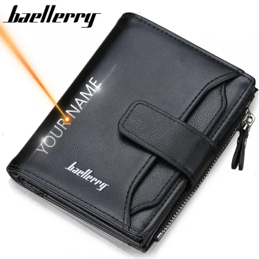Baellerry Men Wallets Fashion Short Desigh Zipper Card Holder Men Leather Purse Solid Coin Pocket High Quality Male Purse 1
