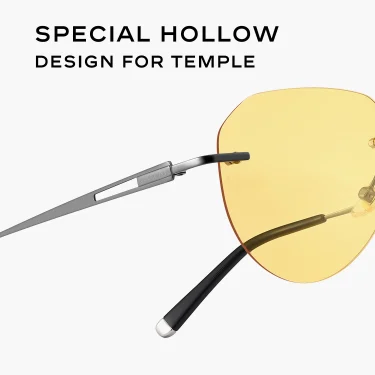 CAPONI Photochromic Brown Yellow Sunglasses Titanium Alloy Rimless Sun Glasses Pilot Night Vision Ultra-Light Eyewear BSYS22003 3