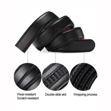 Fashion Lychee Pattern Men's Automatic Buckle Belts No Buckle Belt Men High Quality Belt Male Leather Strap Jeans 3.5cm Belts 2