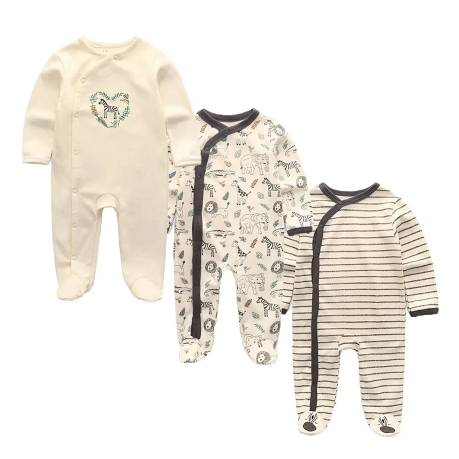 Kiddiezoom 3 Pcs/Lot Autumn Winter Unisex Cartoon Long Sleeve Baby Boy Girl Romper 100%Cotton Soft Newborn Jumpsuits Clothing 6