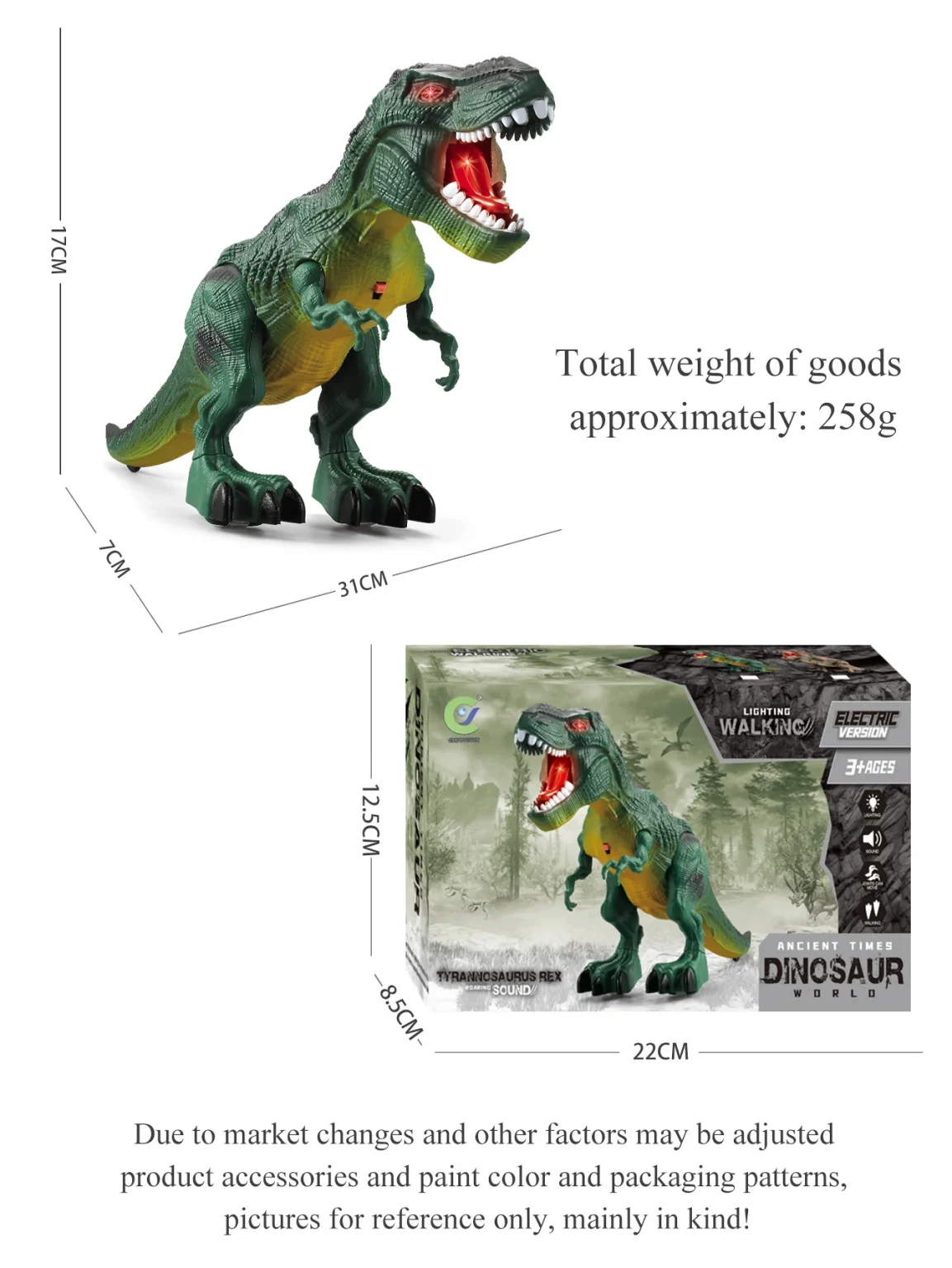 Dinosaur Toys for Kids 3+, Electric Audiovisual Dinosaur Model Electronic Walking Robot Dinosaur Toy Not Include Battery 6